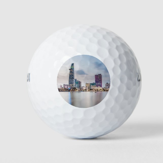 Saigon (Ho Chi Minh City) Skyline at sunlight Golf Balls (Front)