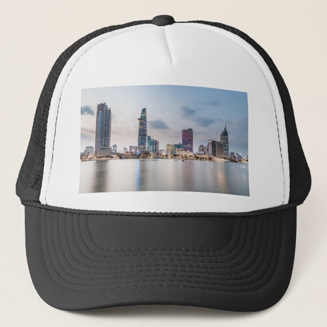 Saigon (Ho Chi Minh City) skyline at sunset Trucker Hat (Front)