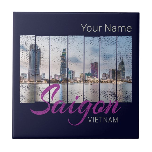 Saigon (Ho-Chi-Minh-Stadt) HCMC Vietnam Souvenir Ceramic Tile (Front)