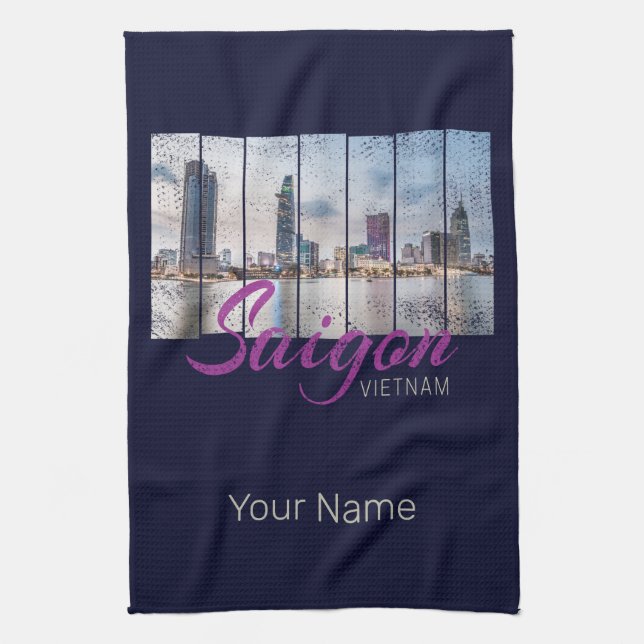 Saigon (Ho-Chi-Minh-Stadt) HCMC Vietnam Souvenir Kitchen Towel (Vertical)
