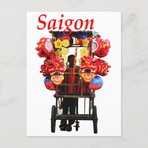 Saigon Vietnam _ Happy New Year Lion dance 2024 Holiday Postcard