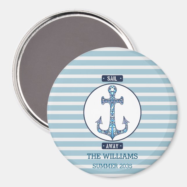 Sail Away Anchor – Personalized Nautical Magnet (Front/Back)