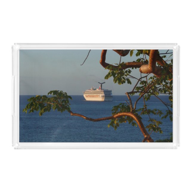 Sail Away at Sunset I Cruise Vacation Acrylic Tray (Front)
