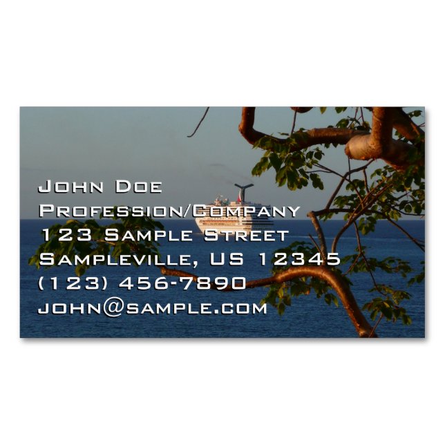 Sail Away at Sunset I Cruise Vacation Business Card Magnet (Front)
