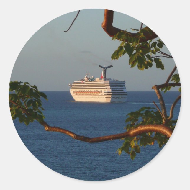 Sail Away at Sunset I Cruise Vacation Classic Round Sticker (Front)