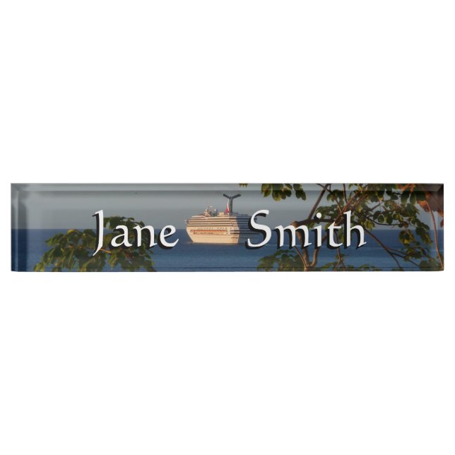 Sail Away at Sunset I Cruise Vacation Desk Name Plate (Front)
