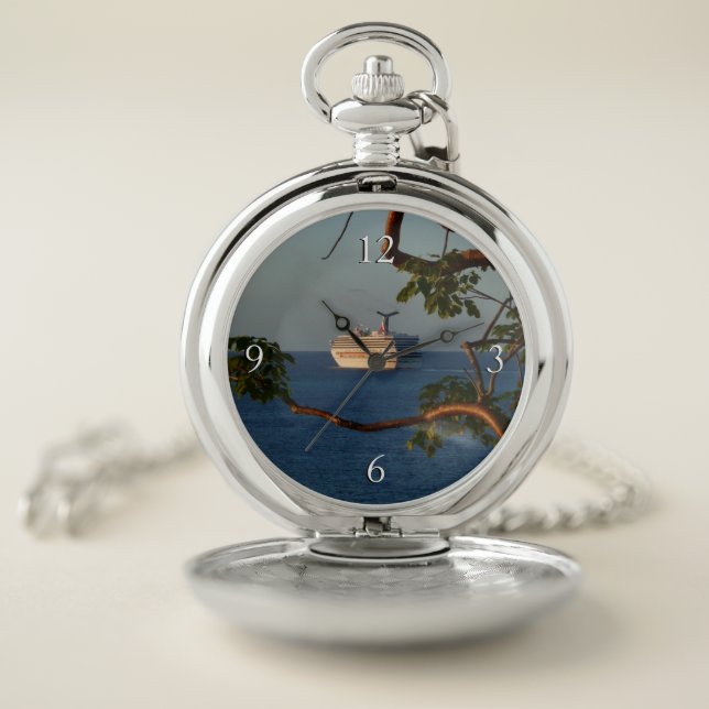 Sail Away at Sunset I Cruise Vacation Pocket Watch (Inside)