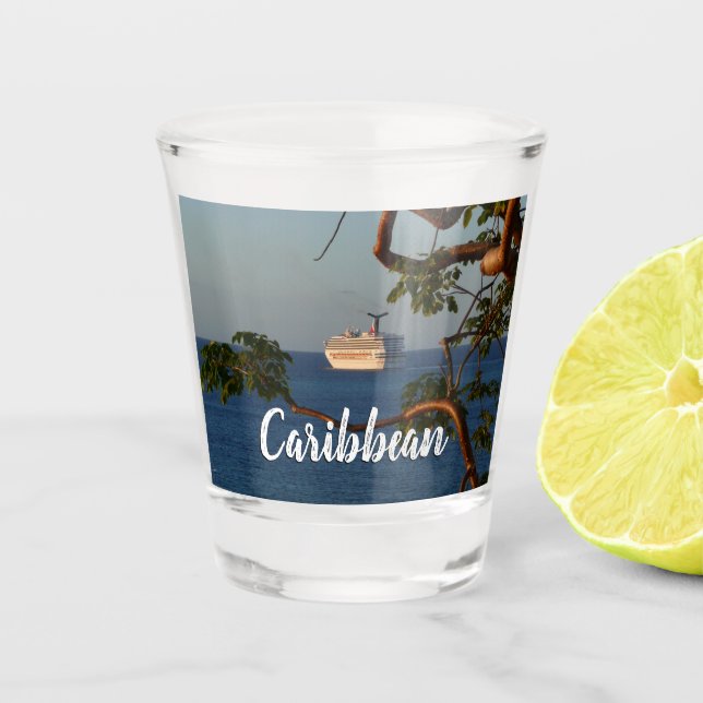 Sail Away at Sunset I Cruise Vacation Shot Glass (Front)
