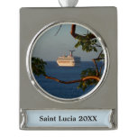 Sail Away at Sunset I Cruise Vacation Silver Plated Banner Ornament