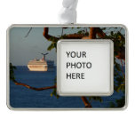 Sail Away at Sunset I Cruise Vacation Silver Plated Framed Ornament