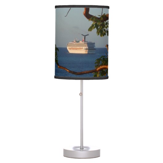 Sail Away at Sunset I Cruise Vacation Table Lamp (Front)