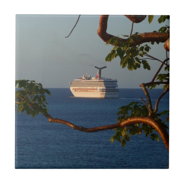 Sail Away at Sunset I Cruise Vacation Tile (Front)