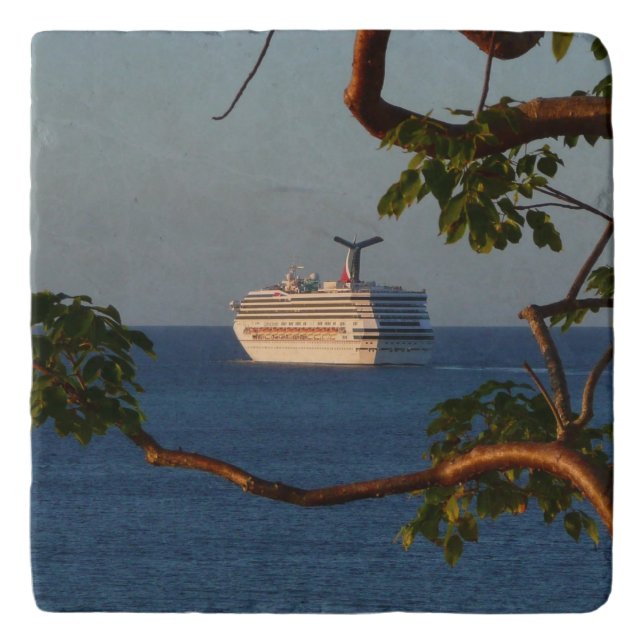 Sail Away at Sunset I Cruise Vacation Trivet (Front)