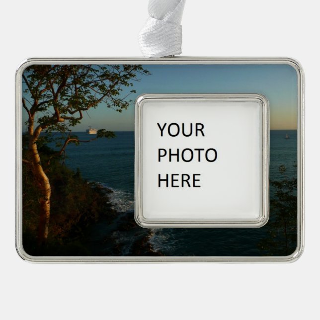 Sail Away at Sunset II Tropical Seascape Christmas Ornament (Front)