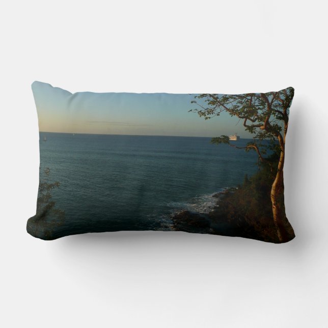 Sail Away at Sunset II Tropical Seascape Lumbar Pillow (Front)