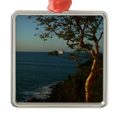 Sail Away at Sunset II Tropical Seascape Metal Ornament