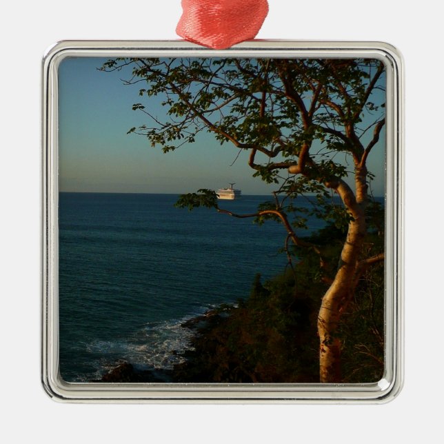 Sail Away at Sunset II Tropical Seascape Metal Ornament (Front)
