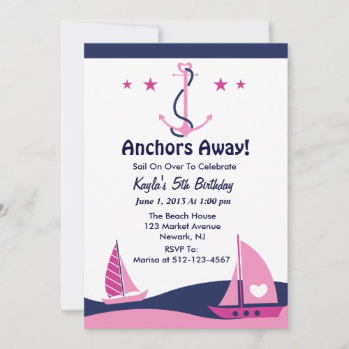 Sail Away Girl Invitation