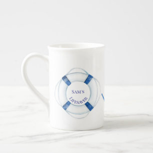 Sail Away Life Ring and Anchor Lifesaver Bone China Mug