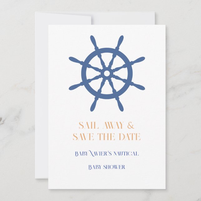 Sail Away Nautical Beach Minimalist Save The Date (Front)