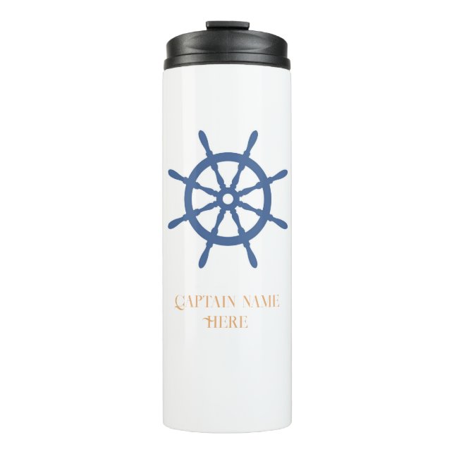 Sail Away Nautical Beach Personalized Name Thermal Tumbler (Front)
