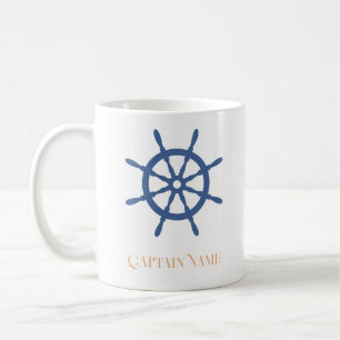Sail Away Nautical Beach Personalized Ship Helm Coffee Mug
