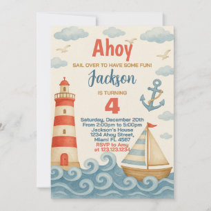 Sail Away Nautical Birthday Invitation
