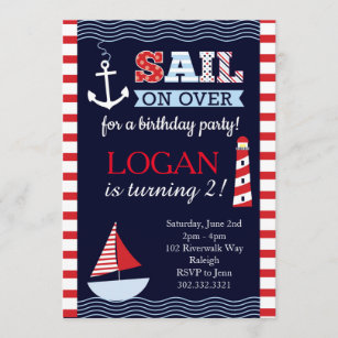 Sail Away Nautical Birthday Invitation