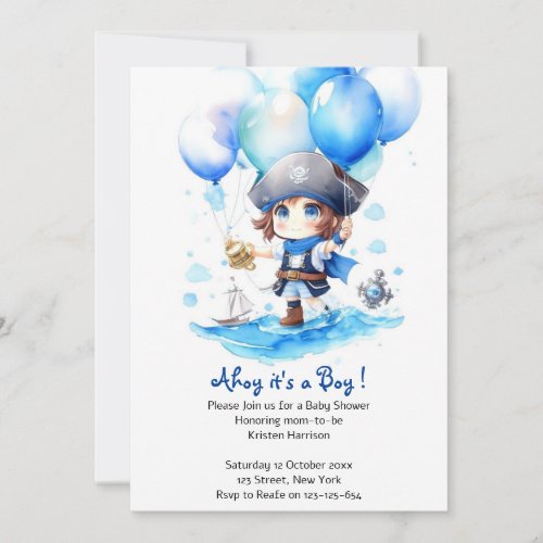 Sail Away Nautical Boy Baby Shower Invitation