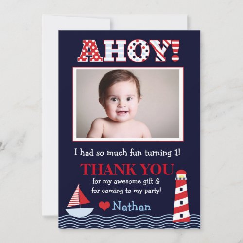 Sail Away Nautical Photo Thank You Note