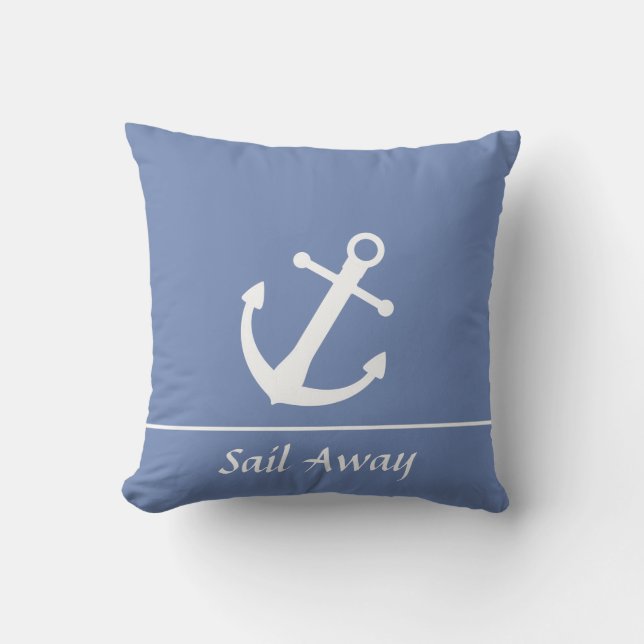 Sail Away Nautical Throw Pillow (Front)