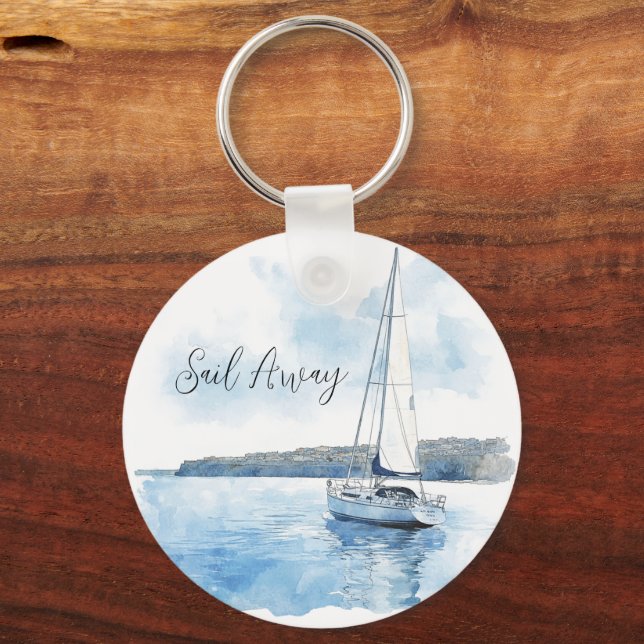 Sail Away Ocean View Keychain (Front)