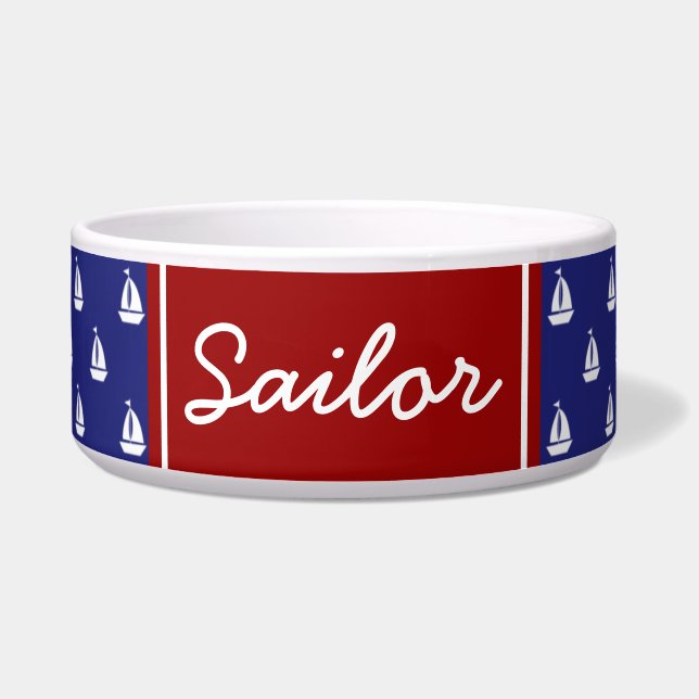 Sail Away on Blue Personalized Bowl (Front)