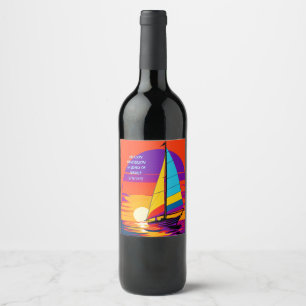 Sail Away Retirement Graphic Wine Label