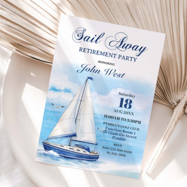 Sail Away Retirement Party Nautical Boat Yacht  Invitation (Creator Uploaded)