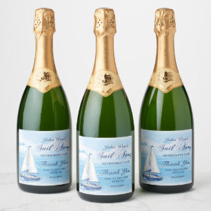 Sail Away Retirement Party Nautical Boat Yacht  Sparkling Wine Label
