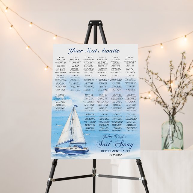 Sail Away Retirement Party Seating Chart Foam Board (In Situ (Stand))