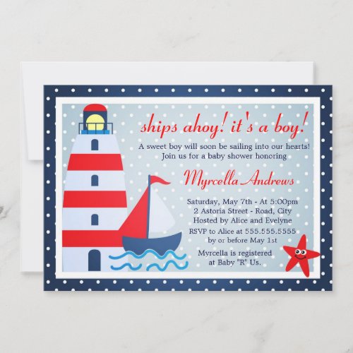 Sail Away Sailboat Baby Shower Invite