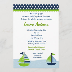 Sail Away Sailboat Baby Shower Invitations