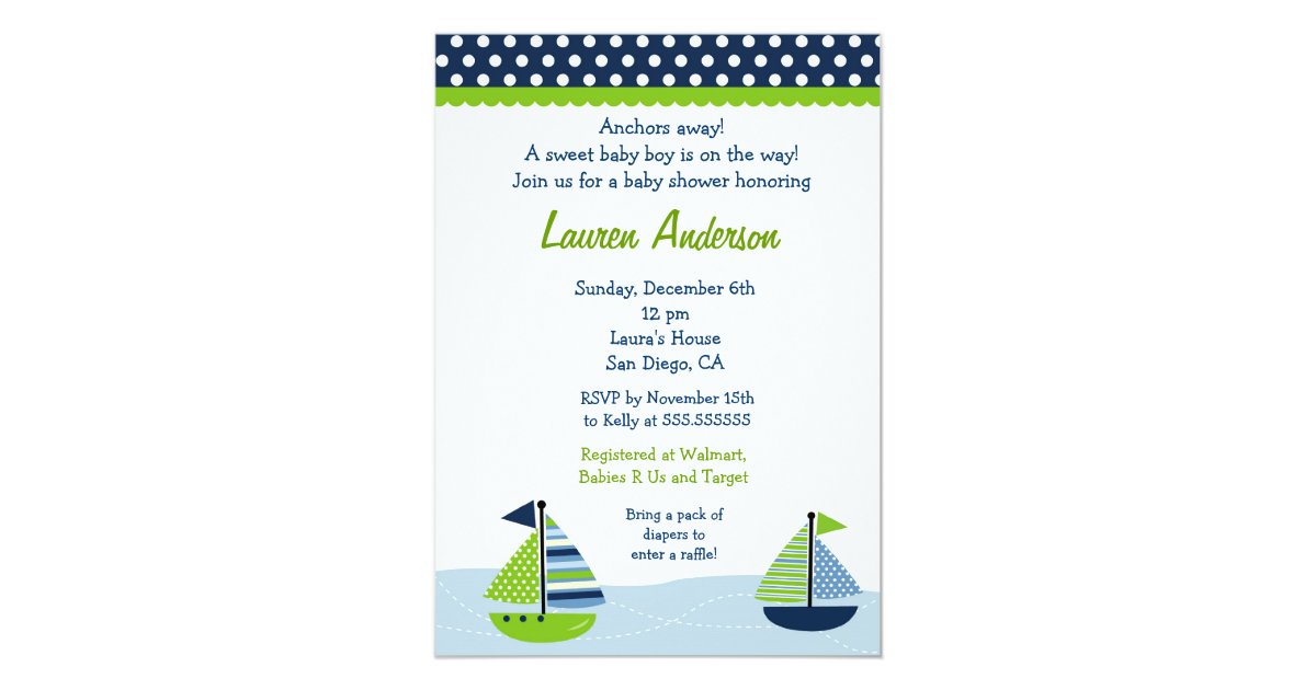 Sail Away Sailboat Baby Shower Invitations Zazzle