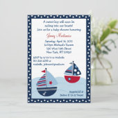 Sail Away Sailboat Ocean Baby Shower Invitations (Standing Front)