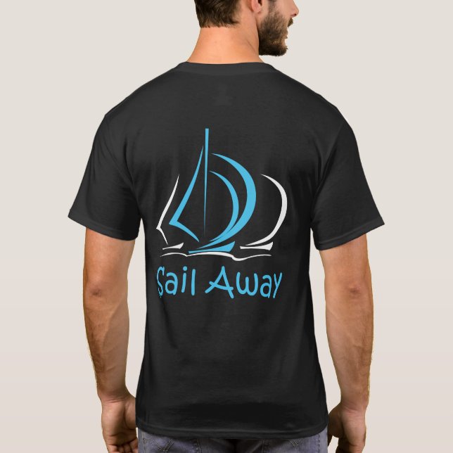 Sail Away Sailing Sailboat Boat Sand Ocean Gul T-Shirt (Back)