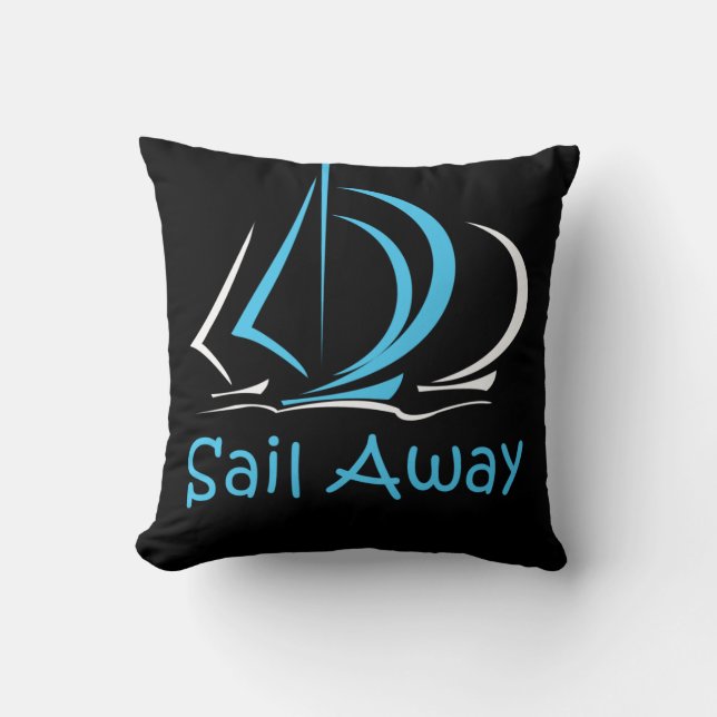 Sail Away Sailing Sailboat Boat Sand Ocean Gul Throw Pillow (Front)