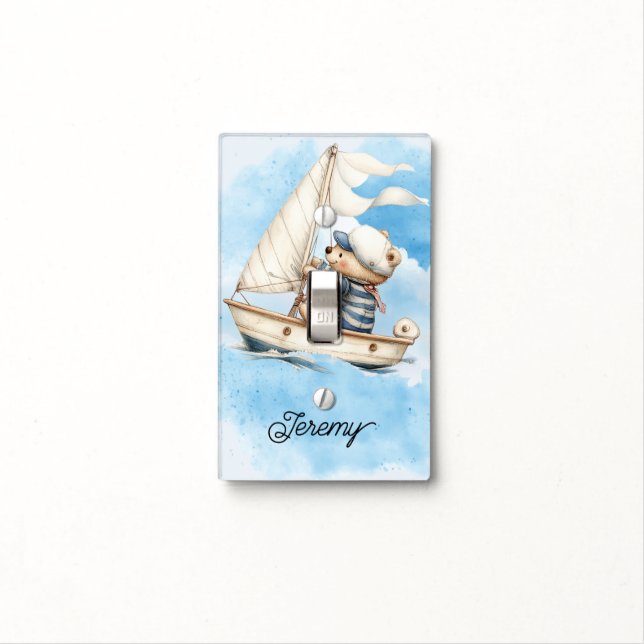 Sail Away Teddy Bear Light Switch Cover (In Situ)