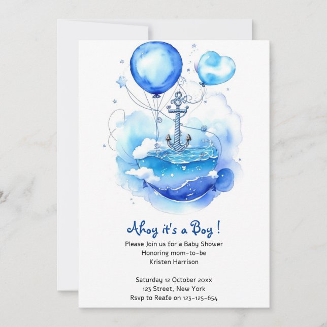 Sail Away to Joy: Nautical Baby Shower Invitation (Front)