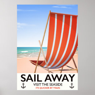 Sail away vintage travel poster
