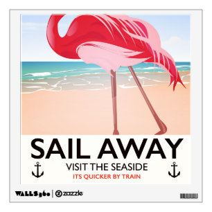 Sail away vintage travel poster wall decal