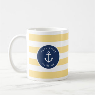 Sail away with me nautical striped mug with anchor