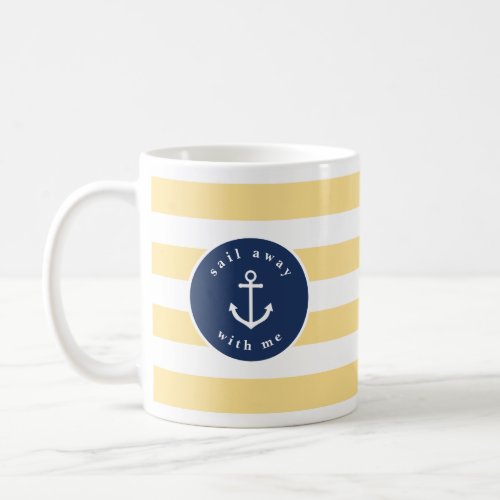 Sail away with me nautical striped mug with anchor