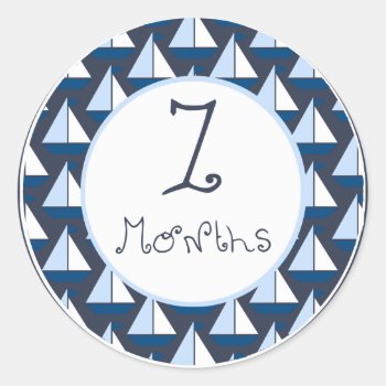 Sail Boat 7 Months Sticker by CuteLittleTreasures at Zazzle